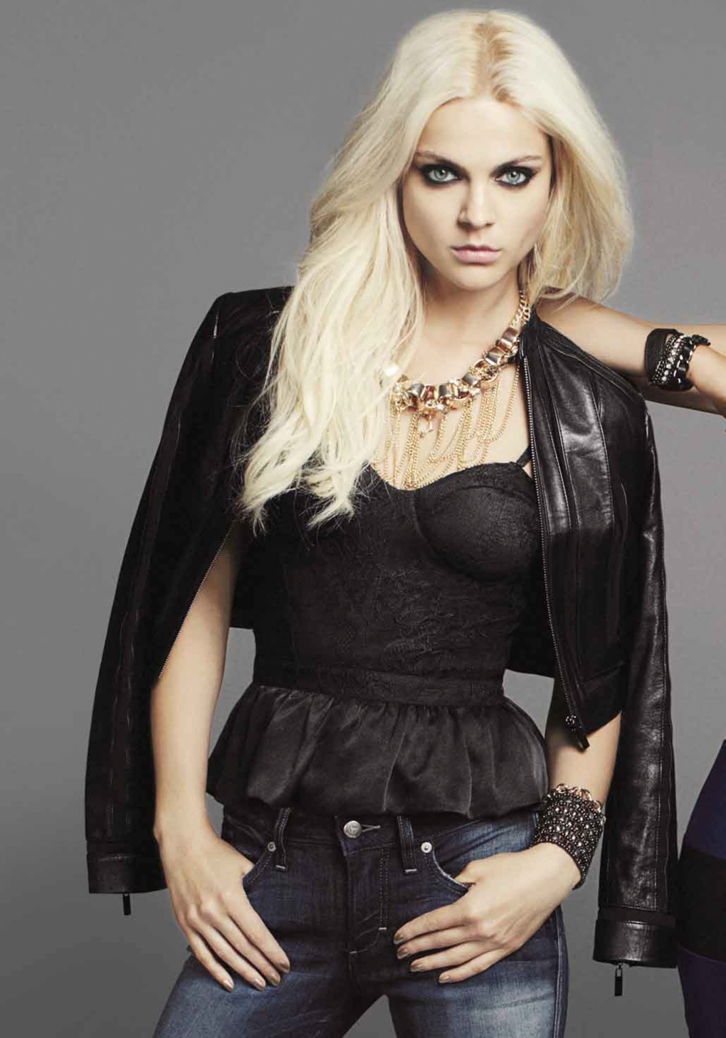 Bebe Lace Silk Peplum Bustier in Black - Lyst