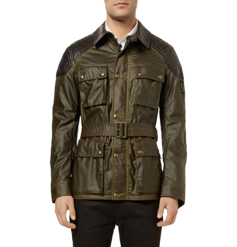 Lyst Belstaff Trophymaster Waxedcotton and Leather Jacket in Green