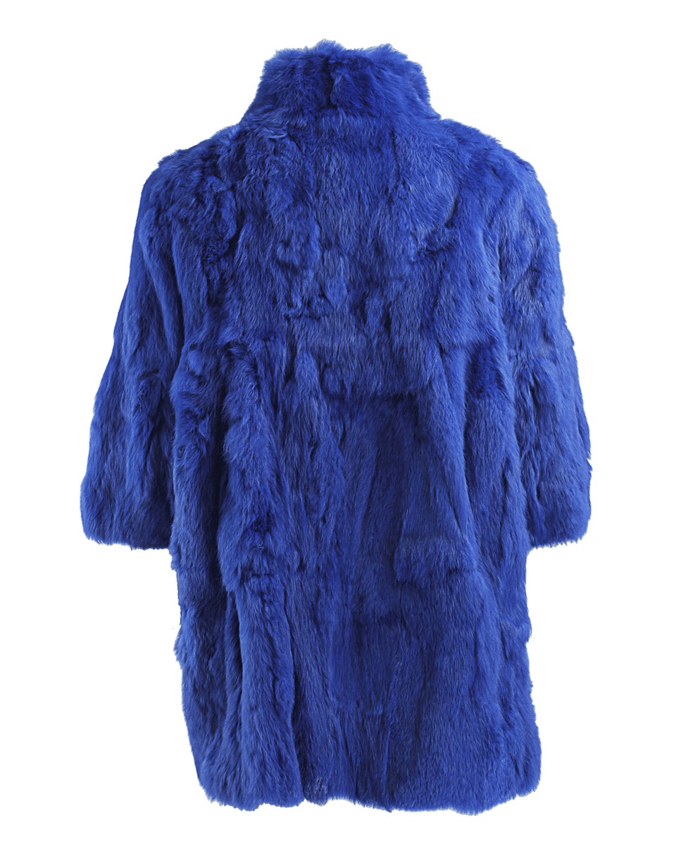 Lyst - Blugirl Blumarine Brooch Embroidered Fur Coat in Blue