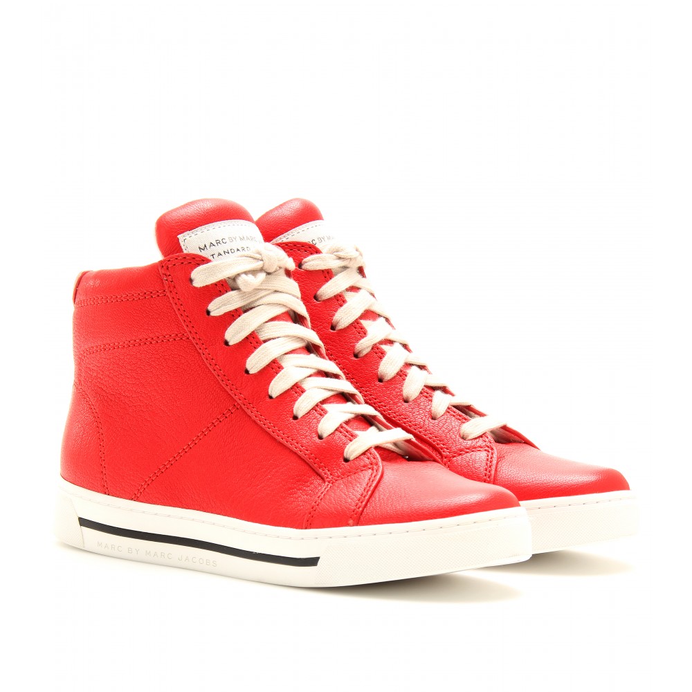 Lyst - Marc by marc jacobs Mylo Leather Hightop Sneakers in Red