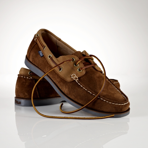 Polo ralph lauren Suede Blackley Boat Shoe in Brown for Men | Lyst