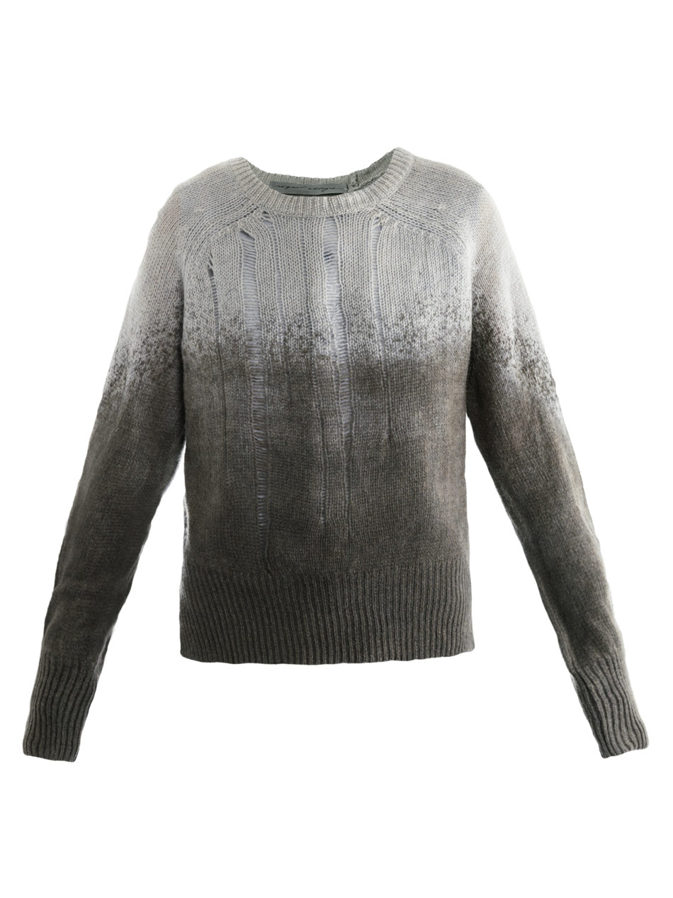 Raquel allegra Shredded Knit Sweater in Gray Lyst