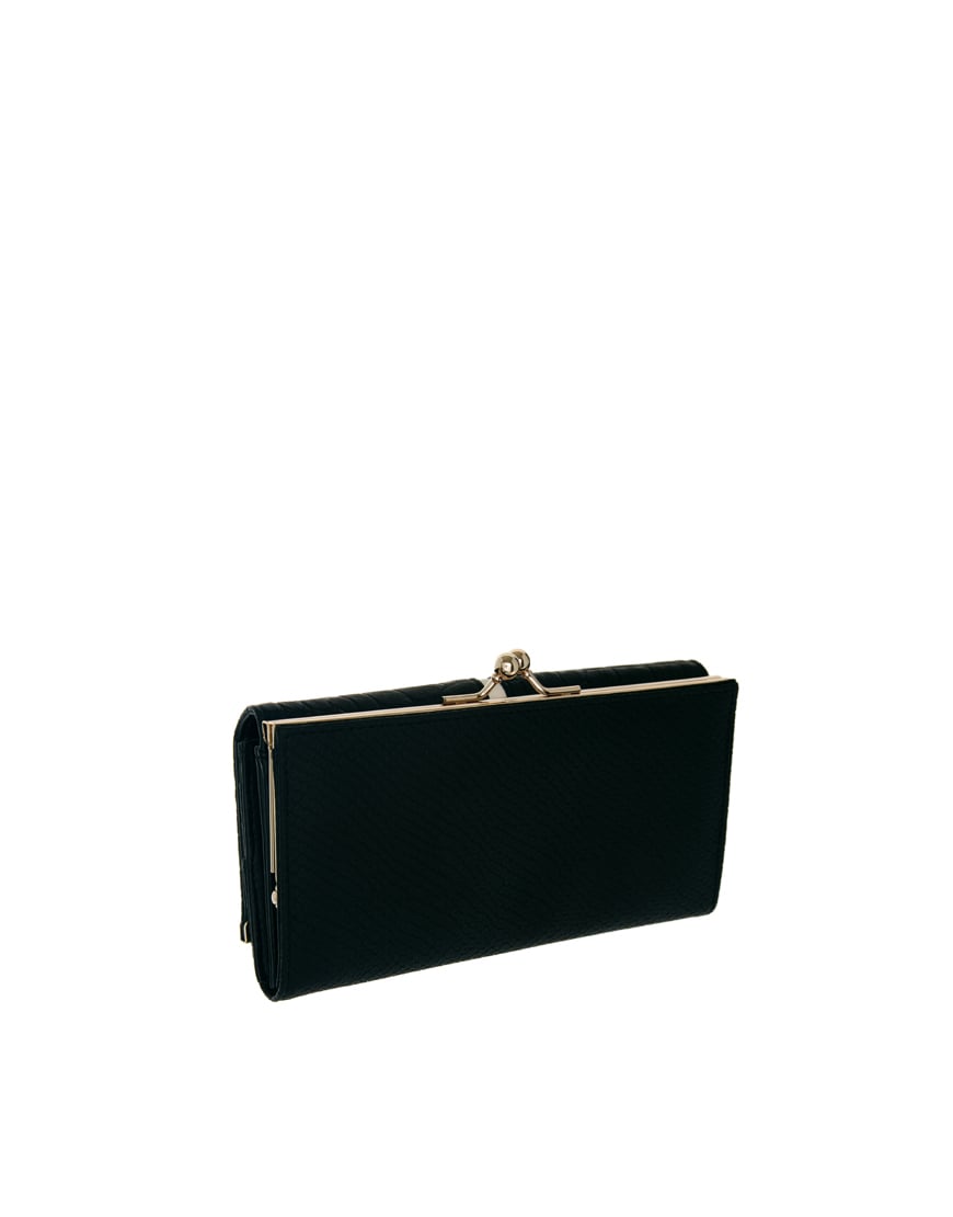 river island black clip top purse