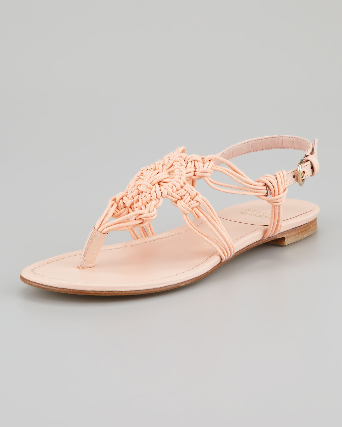 Lyst - Stuart Weitzman Alfresco Corded Flat Thong Sandal Peach in Pink