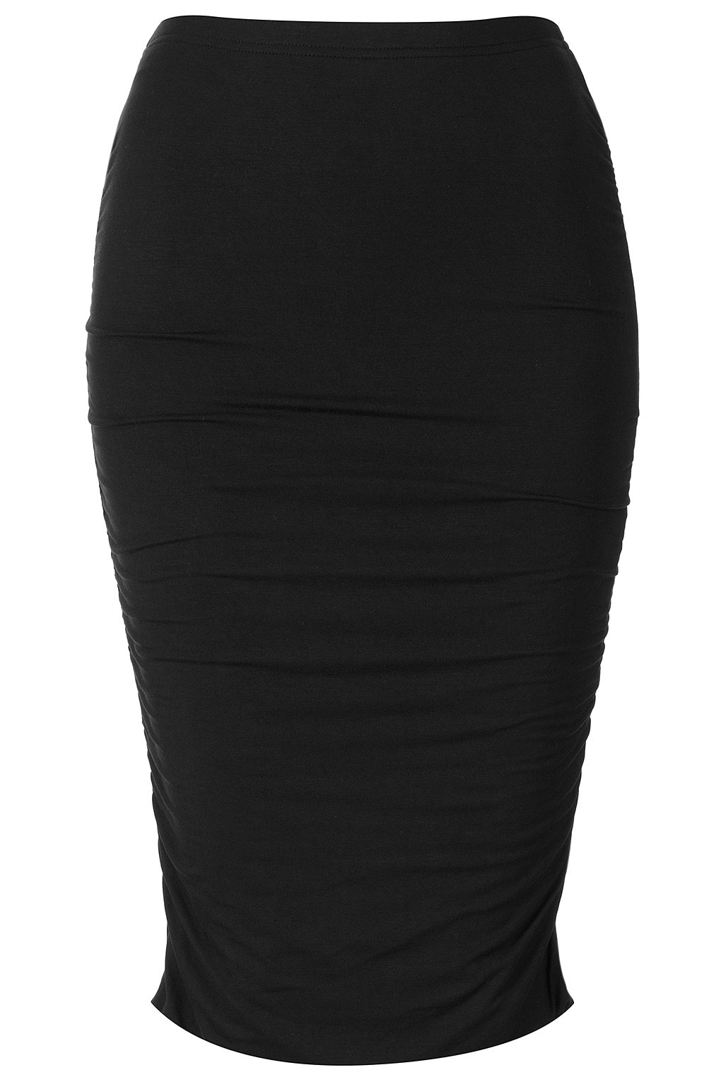 Lyst - Topshop Black Ruched Side Tube Skirt in Black