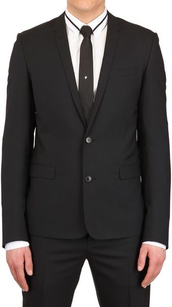 Dior Homme Two Buttons Wool Toile Suit in Black for Men (midnight black ...