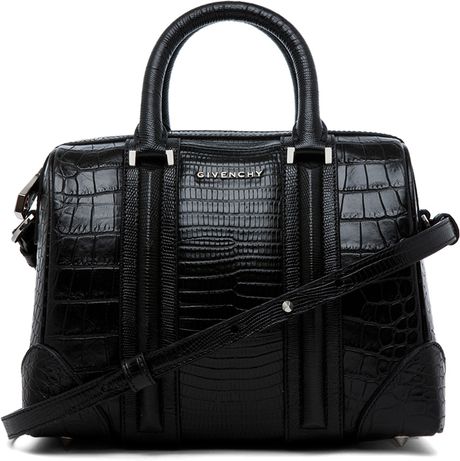 Givenchy Mini Stamped Tejus and Crocodile Tote in Black | Lyst