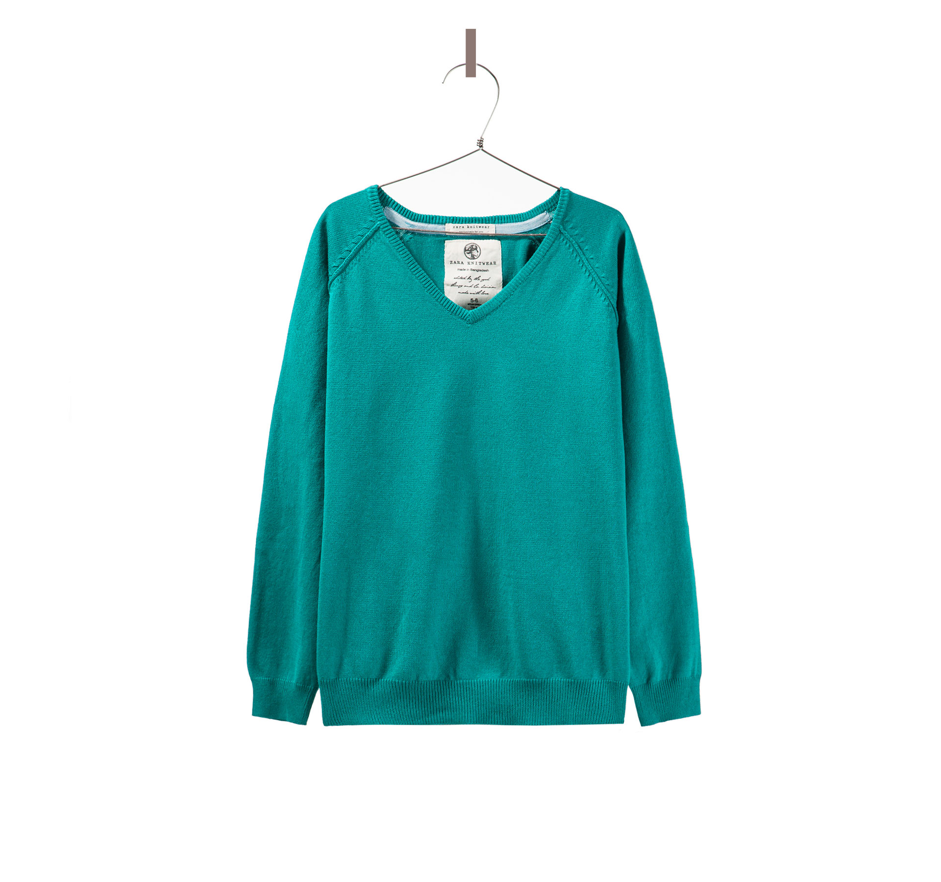 Zara V-neck Sweater with Raglan Sleeves in Green (emerald green) | Lyst