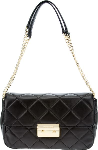 Michael Michael Kors Quilted Chain Shoulder Bag in Black | Lyst