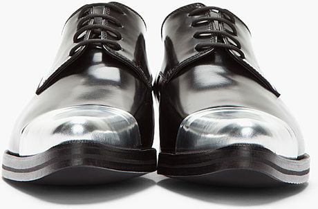 Dsquared² Black Silver Cap Toe Derby Leather Dress Shoes in Black for ...