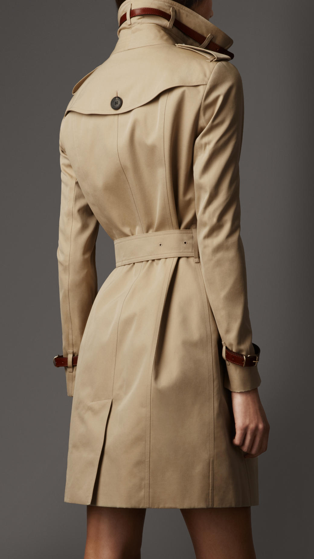 Lyst - Burberry Long Leather Detail Gabardine Trench Coat in Natural
