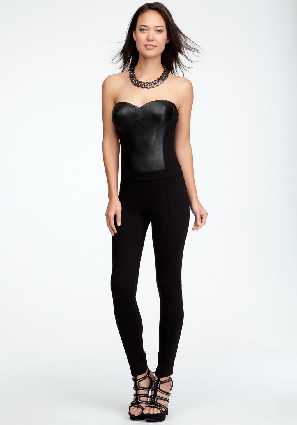 Lyst - Bebe Sleeveless Bustier Jumpsuit in Black