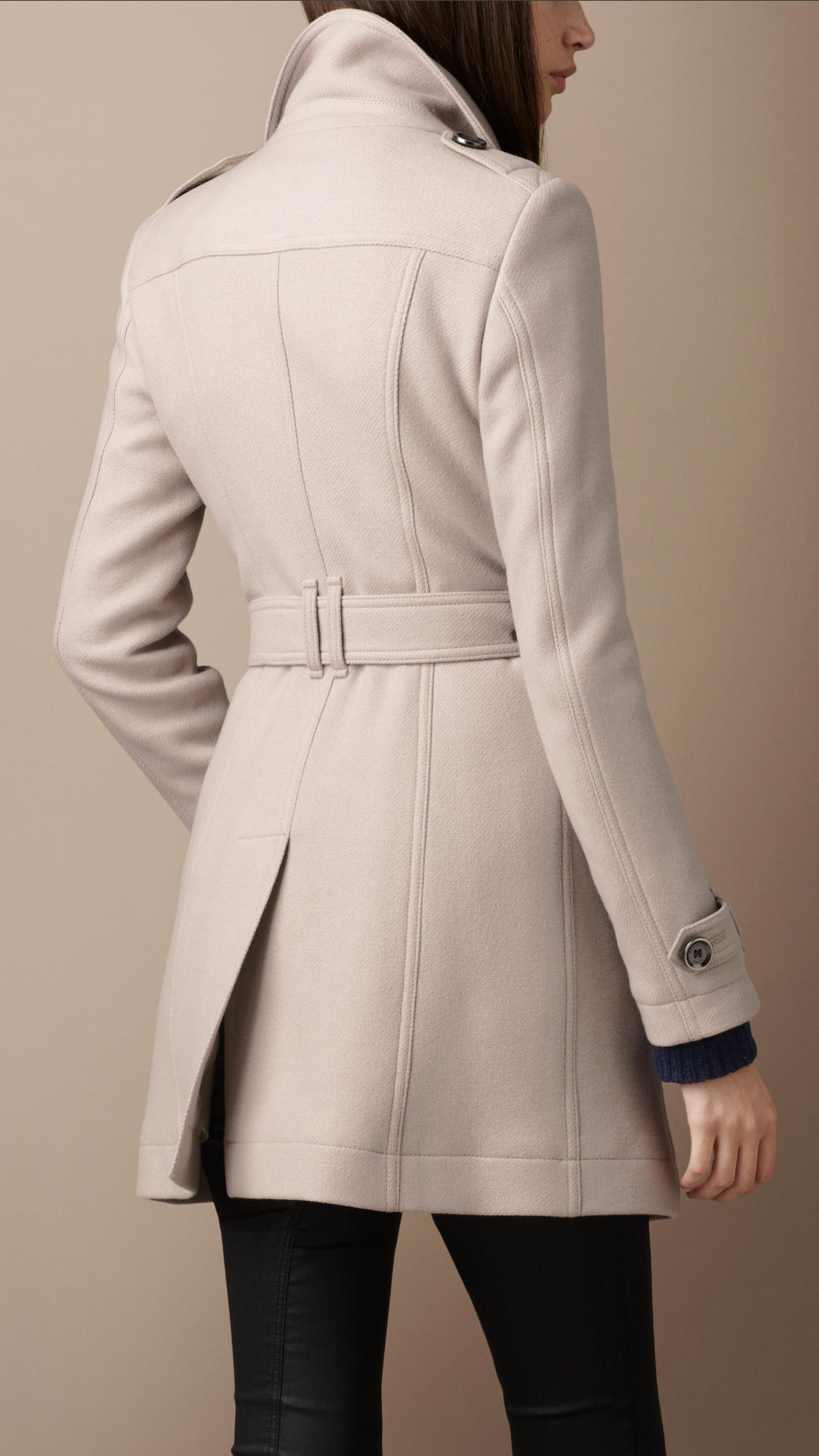 Lyst - Burberry Brit Funnel Neck Wool Coat in Natural