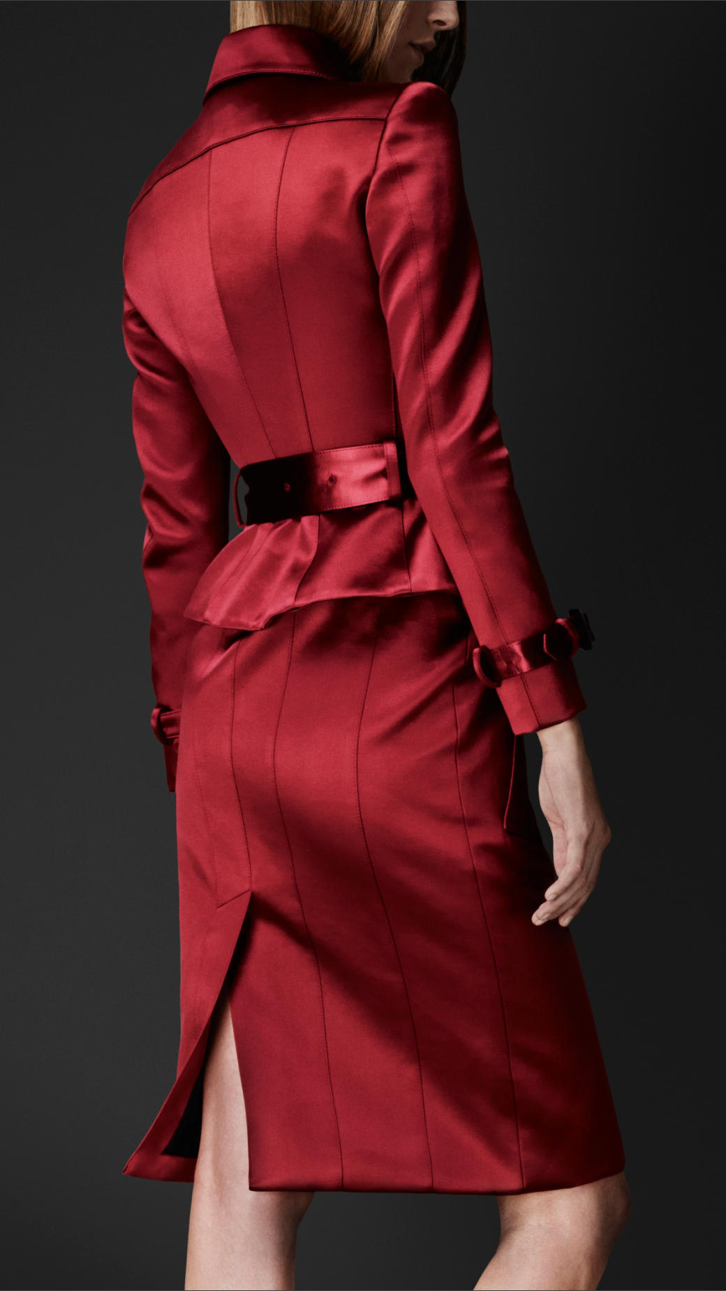 Lyst - Burberry Prorsum Satin Bustier Trench Coat in Red