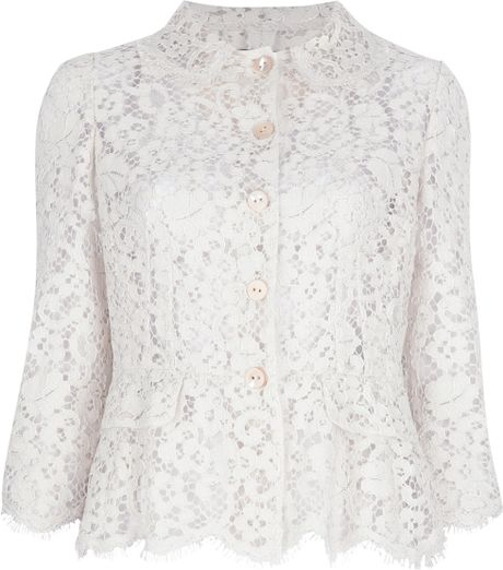 Dolce & Gabbana Sheer Lace Jacket in White | Lyst
