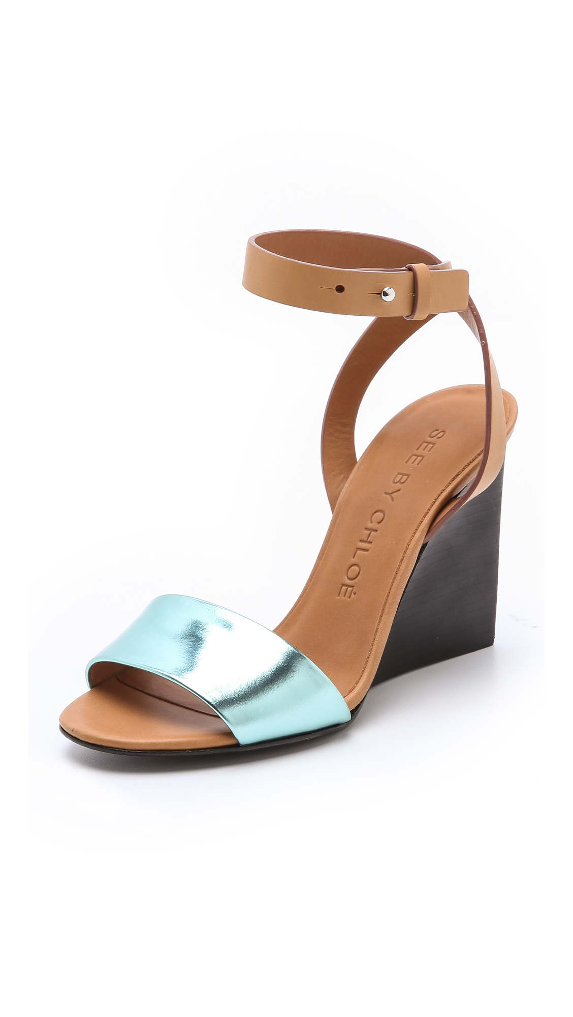 Lyst - See By ChloÃ© Metallic Wedge Sandals in Brown