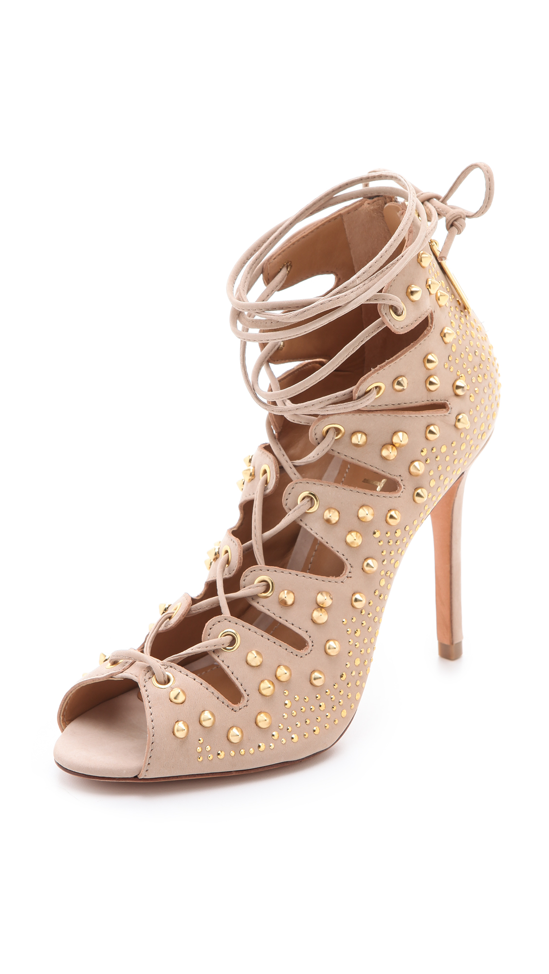 Schutz Arieli Lace Up Booties in Pink | Lyst