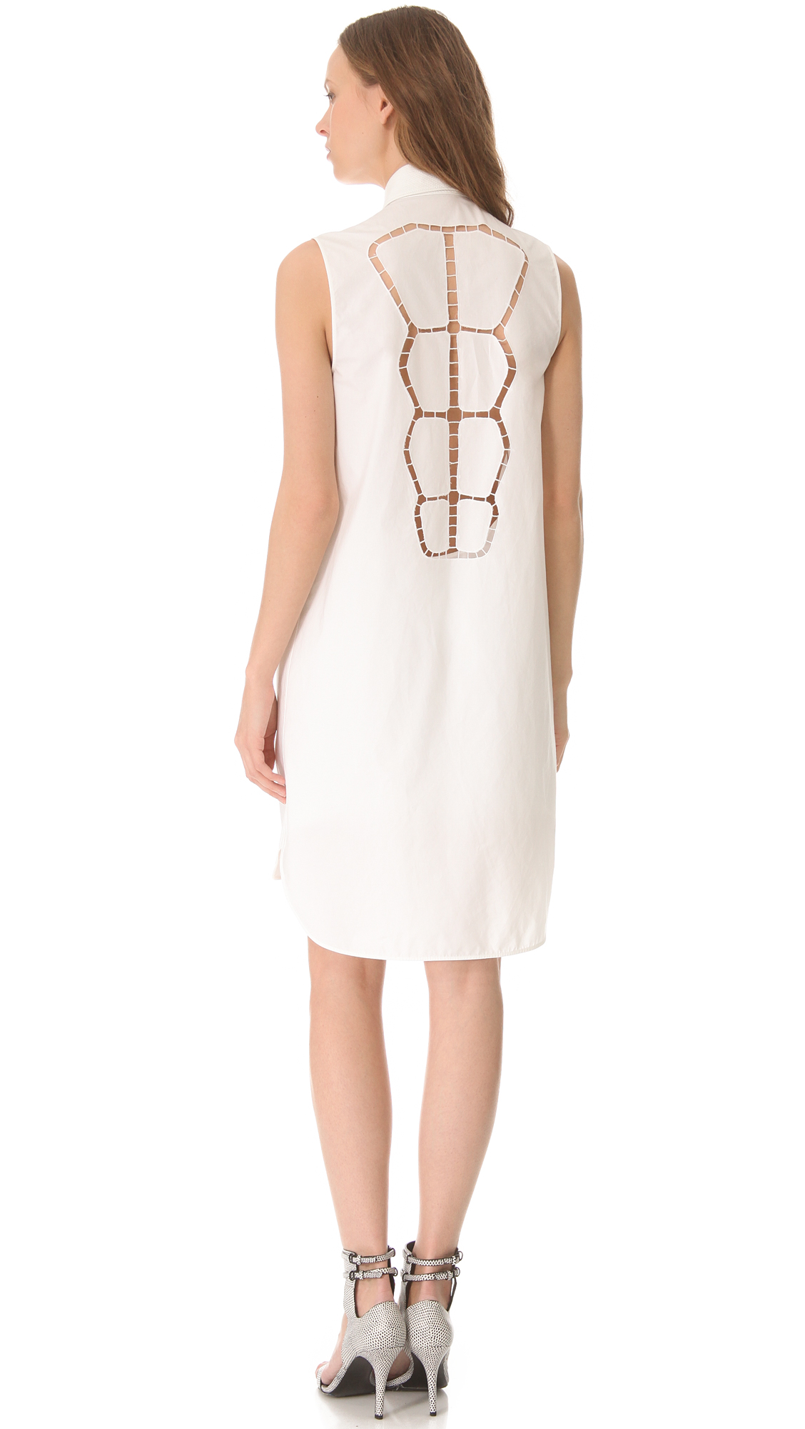 Alexander wang Layered Shirtdress with Cutouts in White | Lyst