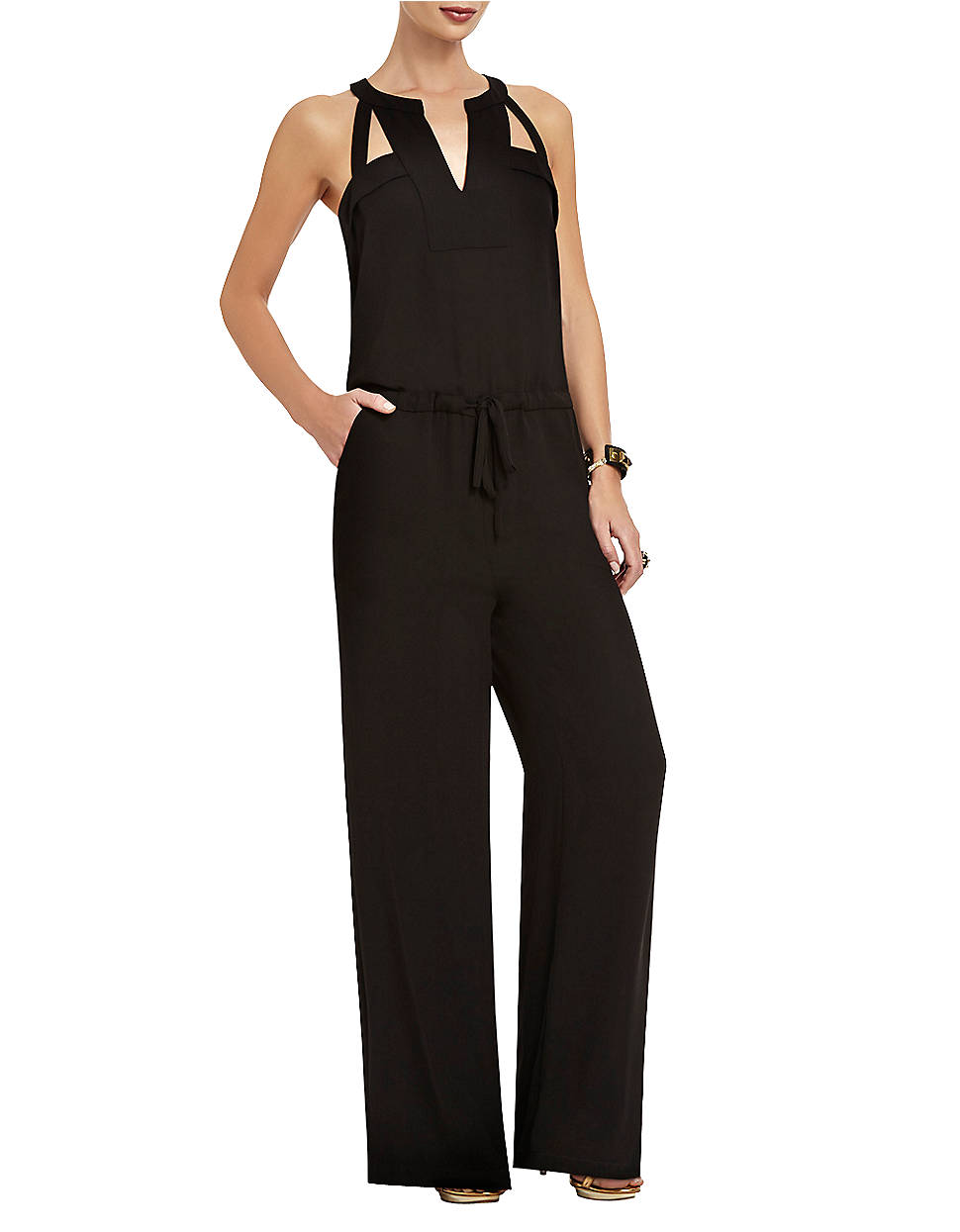 Lyst - Bcbgmaxazria Calhoun Halter Jumpsuit in Black