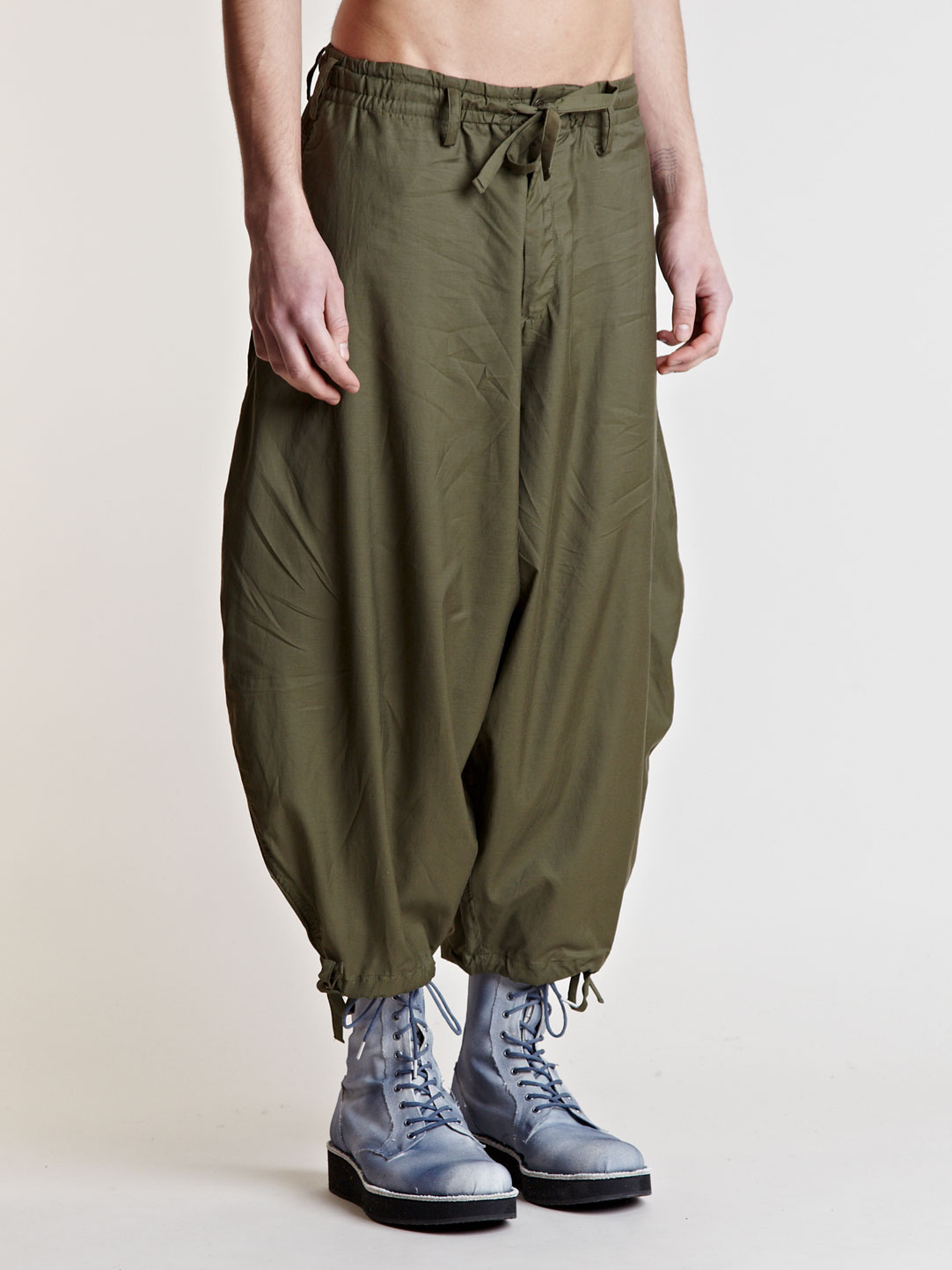 Lyst - Yohji Yamamoto Round Side Twill Pants in Green
