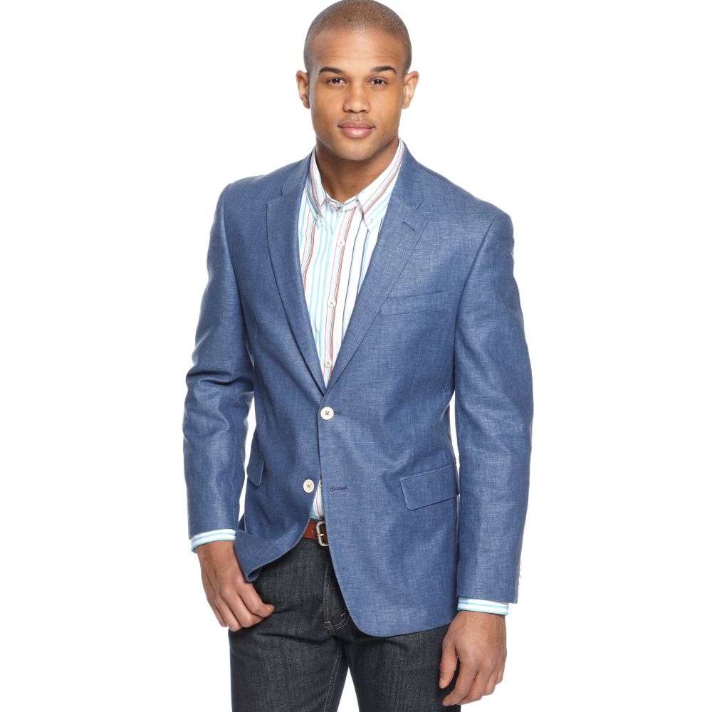 Tommy Hilfiger Solid Linen Blend Sportcoat in Blue for Men - Lyst