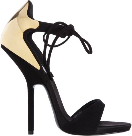 Giuseppe Zanotti Plated Heel Tiefront Sandal in Gold | Lyst