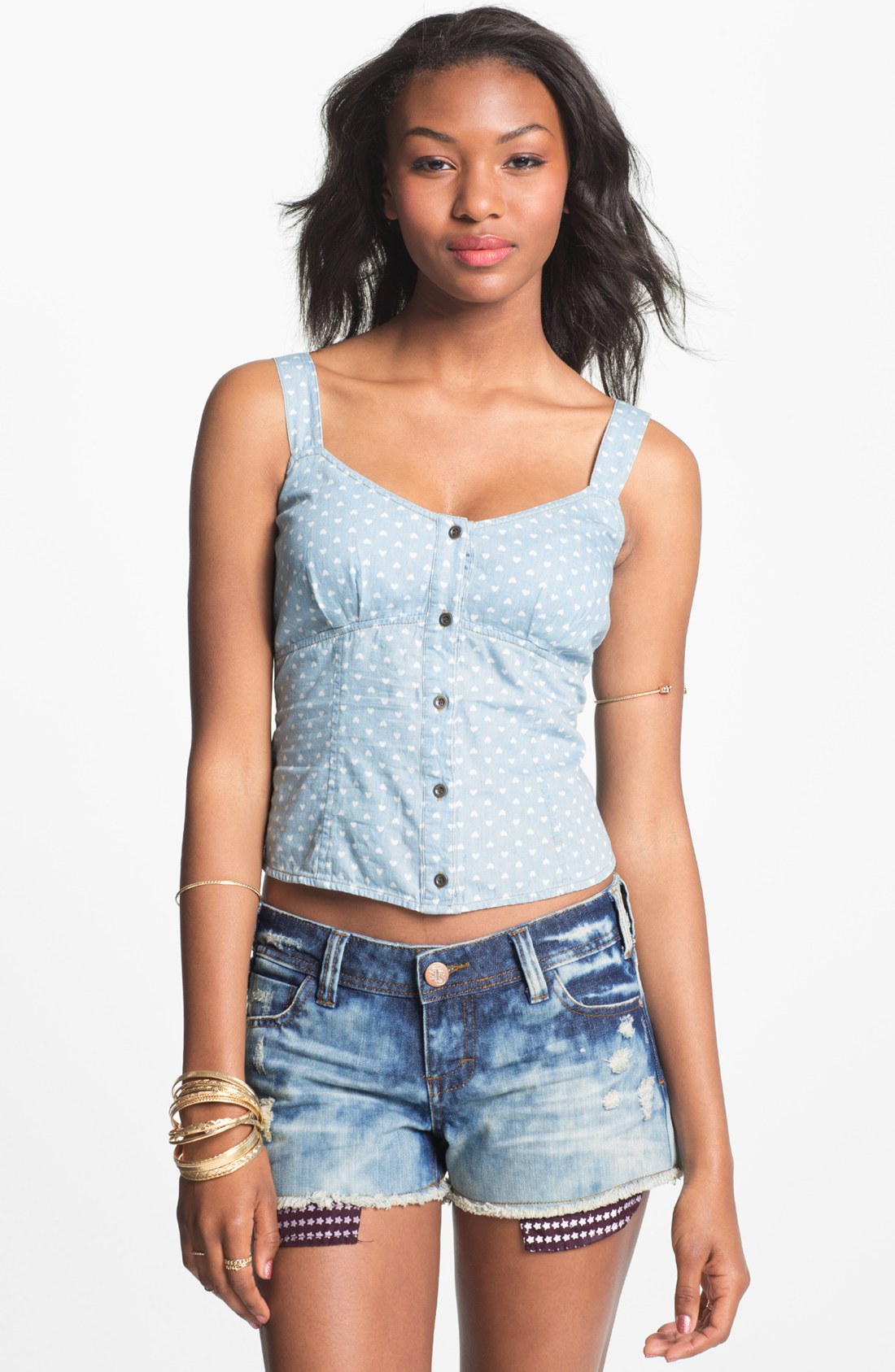 Mimi Chica Print Chambray Camisole in Blue (start of color list heart ...