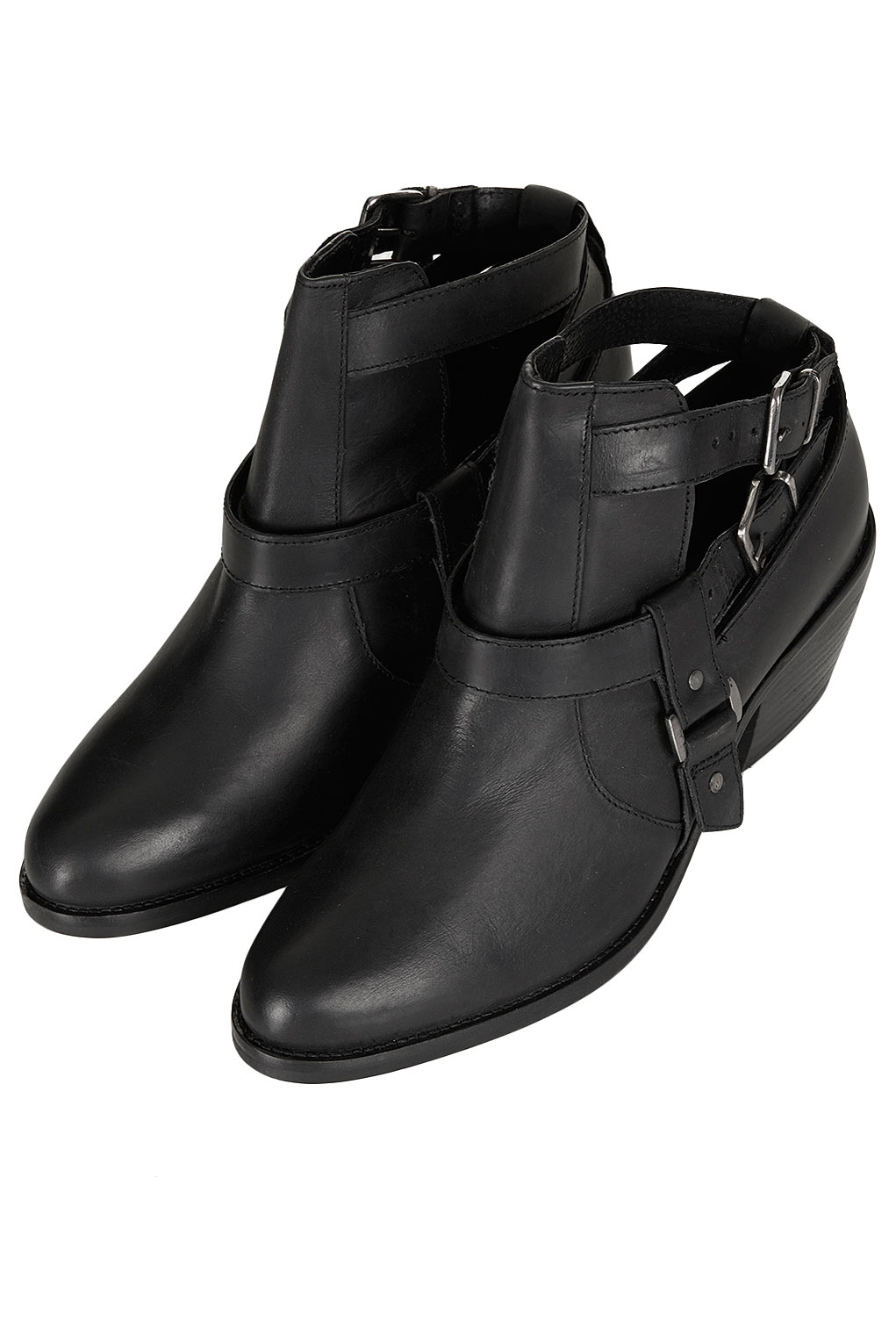 Lyst - Topshop Advance Cutout Western Boots in Black