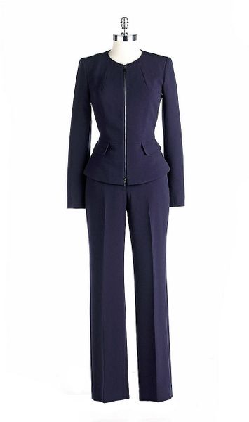Anne Klein Petite Zipper Two Piece Pants Suit in Blue (midnight) | Lyst