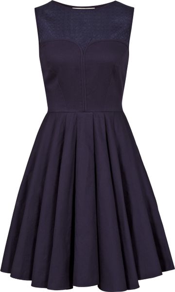 Reiss Alina Contrast Panel Fit and Flare Dress Navy in Blue (navy) | Lyst