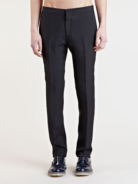 Lanvin Mens Skinny Silk Trousers in Black for Men | Lyst