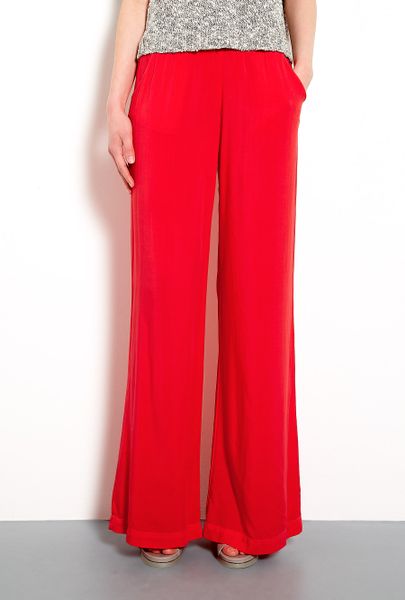Splendid Elastic Waist Floaty Trousers with Pockets in Red (ice) | Lyst