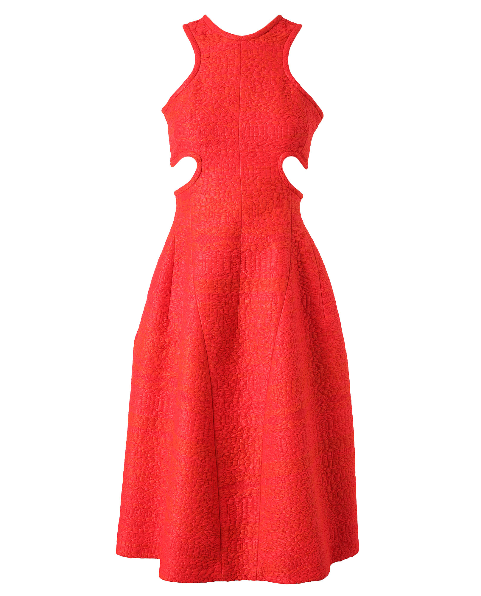 Carven Woven Raffia Cutout Dress in Red | Lyst