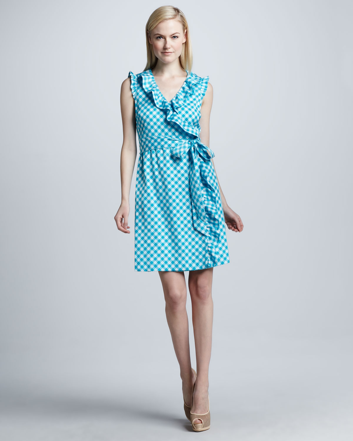 Lyst Kate Spade New York Aubrey Gingham Wrap Dress in Blue