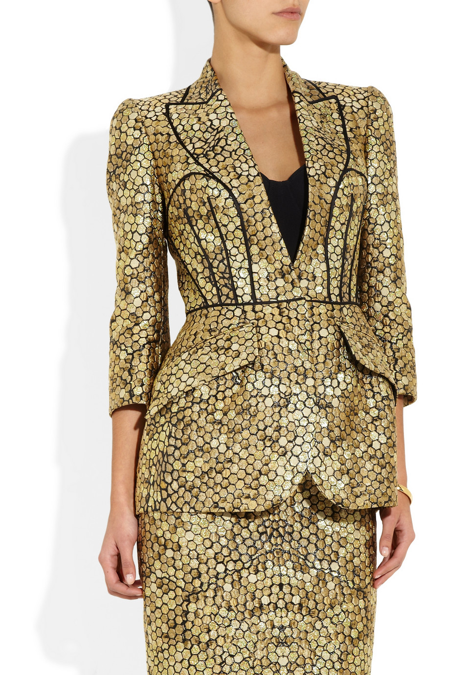 Lyst Alexander Mcqueen Jacquard Structured Jacket in Metallic