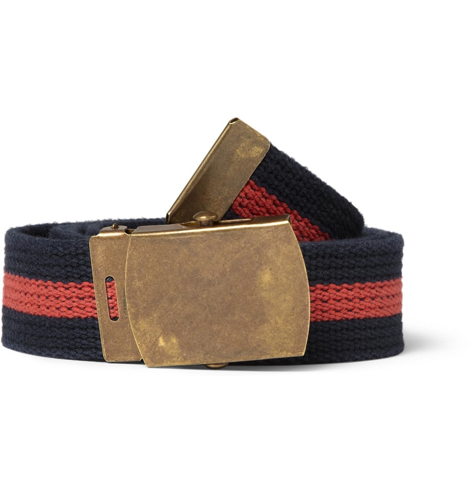 J.crew Striped Cotton Canvas Belt in Red for Men (blue) | Lyst