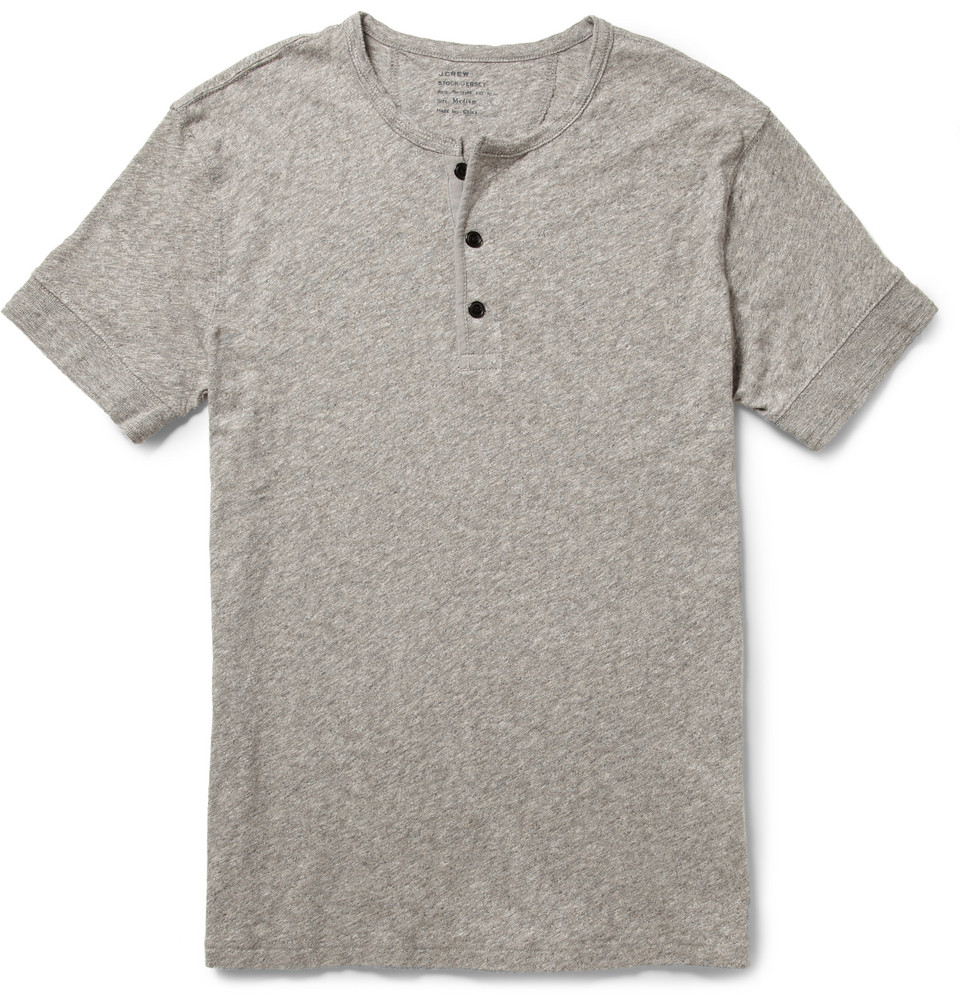 J.crew Cotton Slub-jersey Henley T-shirt in Gray for Men | Lyst