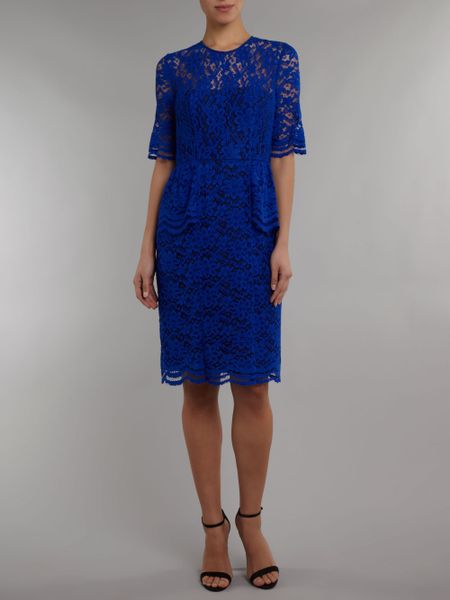 Whistles Gloria Lace Longer Dress in Blue | Lyst