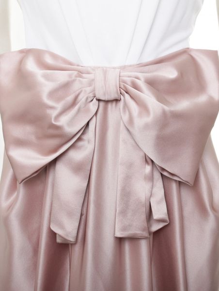 Viktor & Rolf Contrast Silk Bow Maxi Dress White/Pale Pink in Pink ...