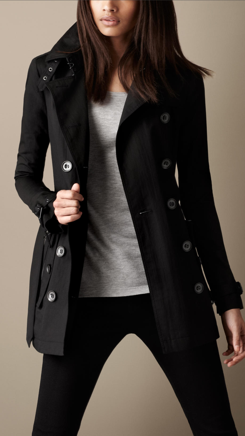 Lyst - Burberry Brit Short Technical Cotton Trench Coat in Black