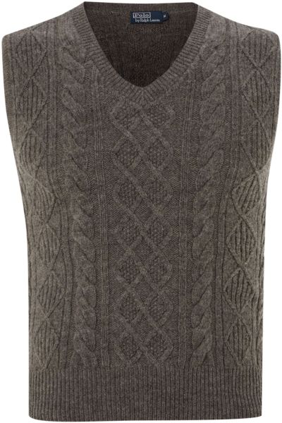 Polo Ralph Lauren Cable Knit Wool Vest in Gray for Men (heather) | Lyst