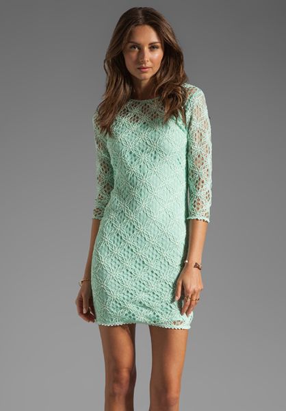 Dolce Vita Cat Crochet Lace Long Sleeve Dress in Green (mint) | Lyst