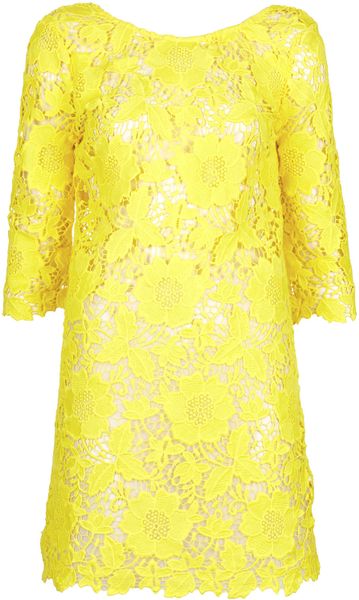 Topshop Yellow Guipure Kaftan Cover Up in Yellow | Lyst