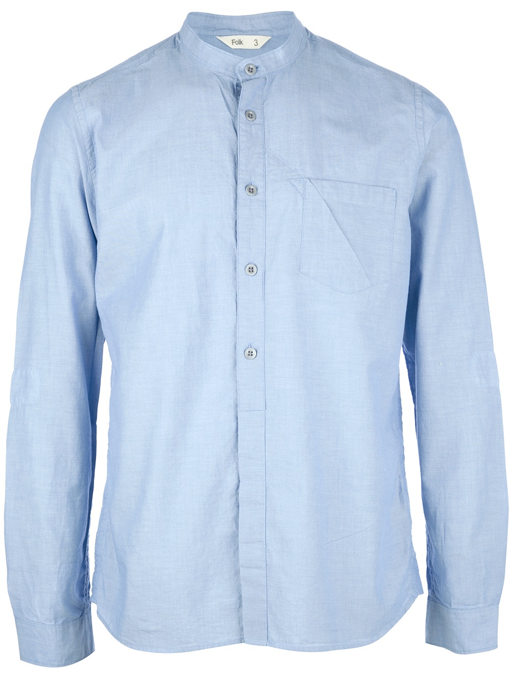 Lyst - Folk Grandad Collar Shirt in Blue for Men