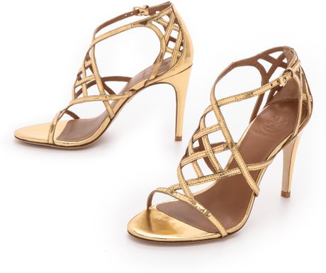 Tory Burch Amalie Metallic Sandals in Gold | Lyst