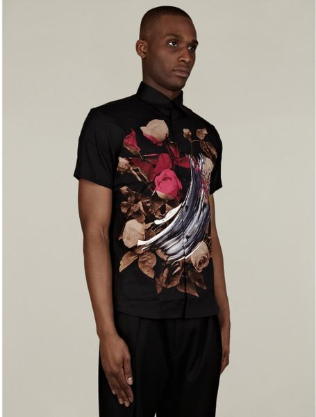 Christopher Kane Mens Black Floral Paint Shirt in Black for Men | Lyst