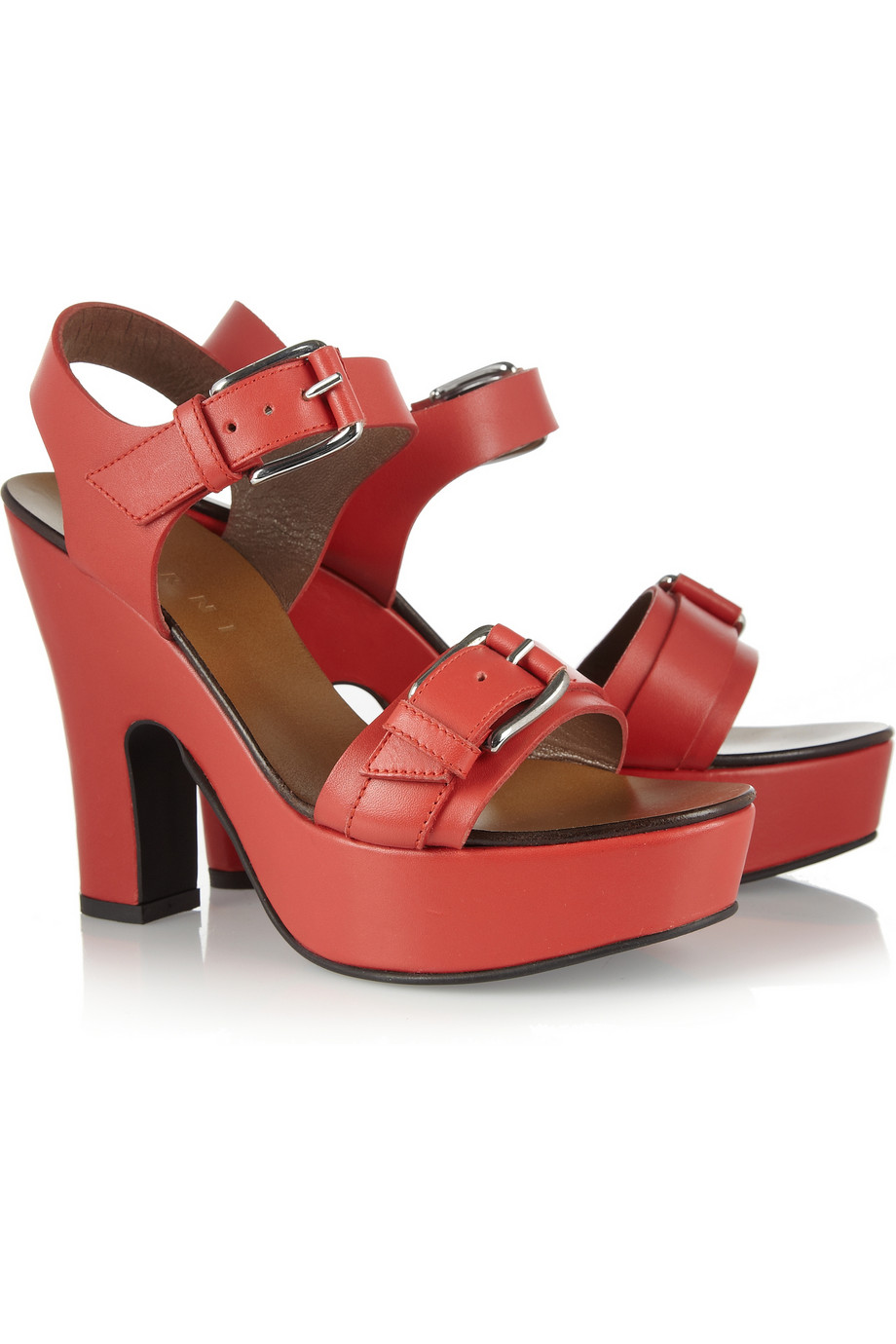Lyst - Marni Leather Platform Sandals in Red