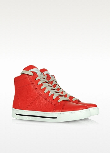 Marc by marc jacobs High Top Grainy Red Leather Sneaker in Red | Lyst