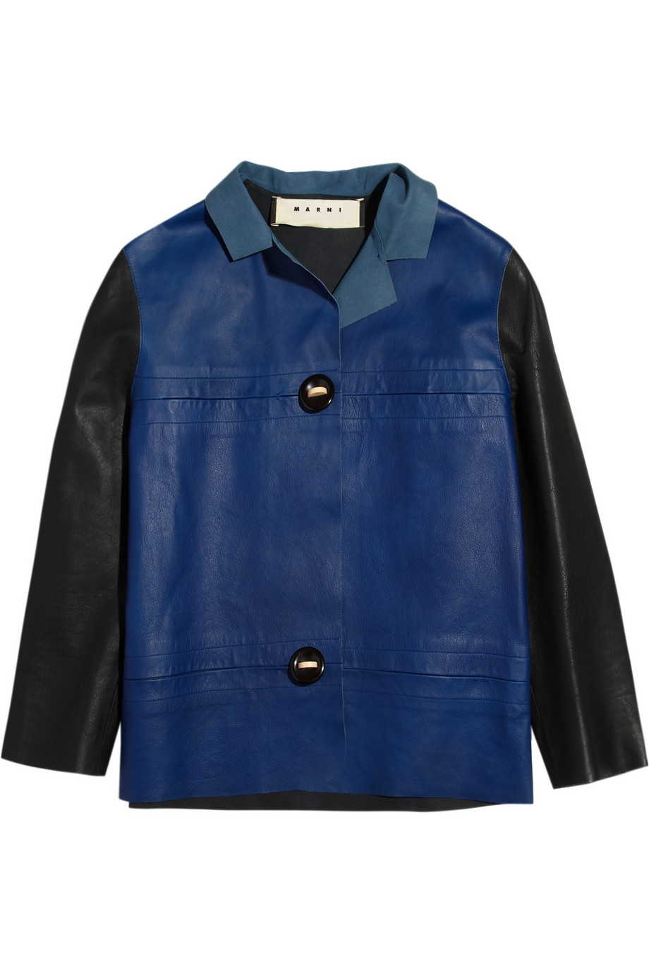 Marni ColorBlock Leather Jacket in Blue Lyst