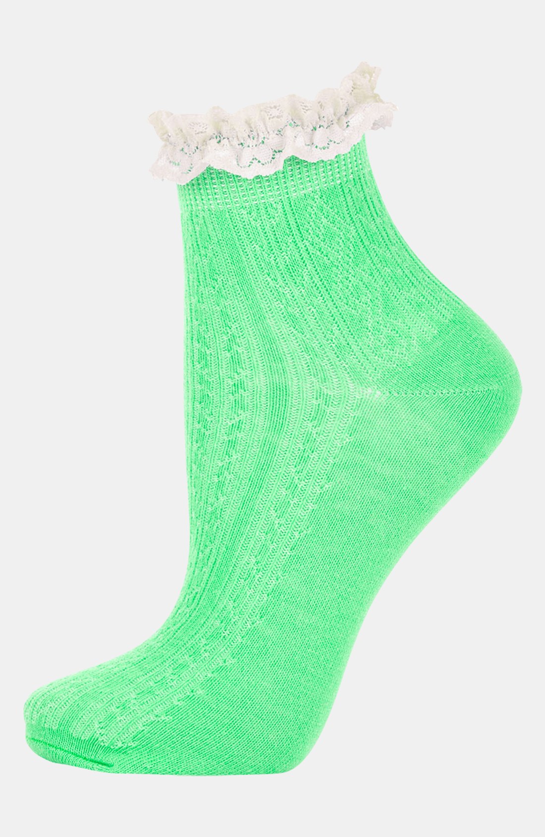 Topshop Lace Trim Ankle Socks in Green (bright green) | Lyst